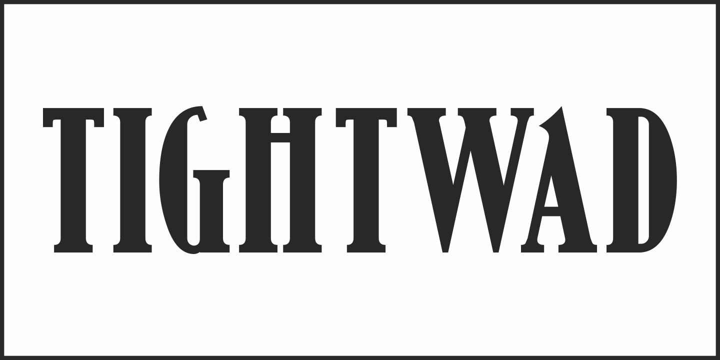 Пример шрифта Tightwad JNL #5
